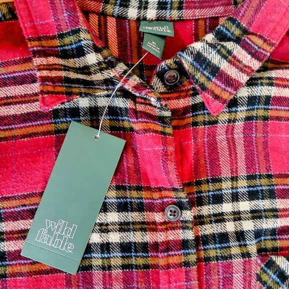 Wild Fable Red and Black Flannel Button Down Shirt - Picture 2 of 2